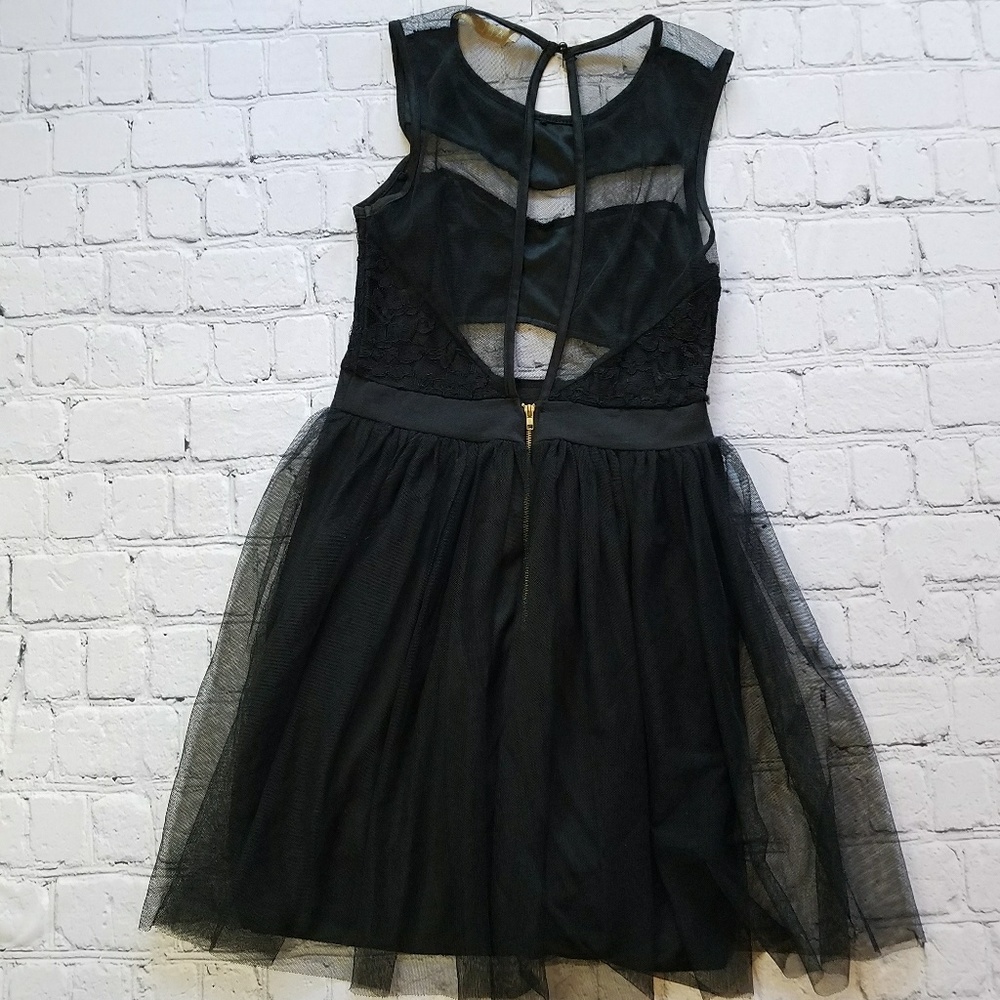 Malloy Black Mesh Tutu Black Dress Juniors Sz Med